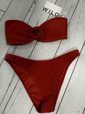 Willow Red Ring-Front Bandeau Bikini Set